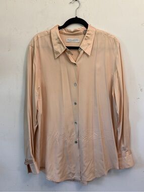 Valerie Stevens 100% Silk Vintage Peach Button-Up Blouse Size 10